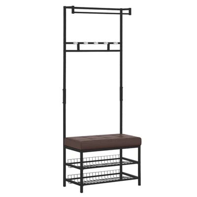 Garderobenständer Garderobe Kleiderständer mit Sitzfläche Schuhablage Metall - Bild 1 von 4