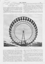 The Ferris Wheel at the Chicago Exhibition - Antique Print 1893