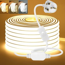 LED COB Neon Strip Lights 220V Flexible Tape Rope Lamp Waterproof IP67 + UK Plug