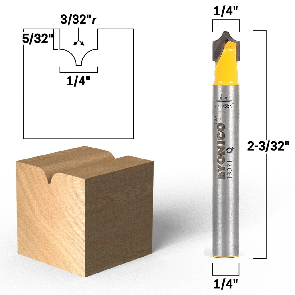 Point Cutting Round Over Router Bit 4 Bit Set - 1/4" Shank - Yonico 13470q - Image 2 of 4