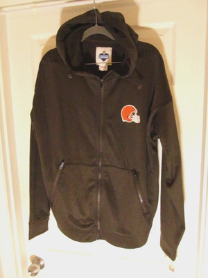 NFL Team Apparel Mens Cleveland Browns Full Zip Hoodie, Brown, Size M
