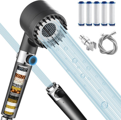 High Pressure Handheld Shower Head, 18 Stage Filter, 5 Modes, Power Wash & Pause