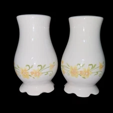 Vintage Japan Porcelain Salt Pepper Shakers Yellow Floral Set