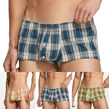 Cotton Boxer Shorts for Men Low Rise Trunks with Button Closure and Briefs