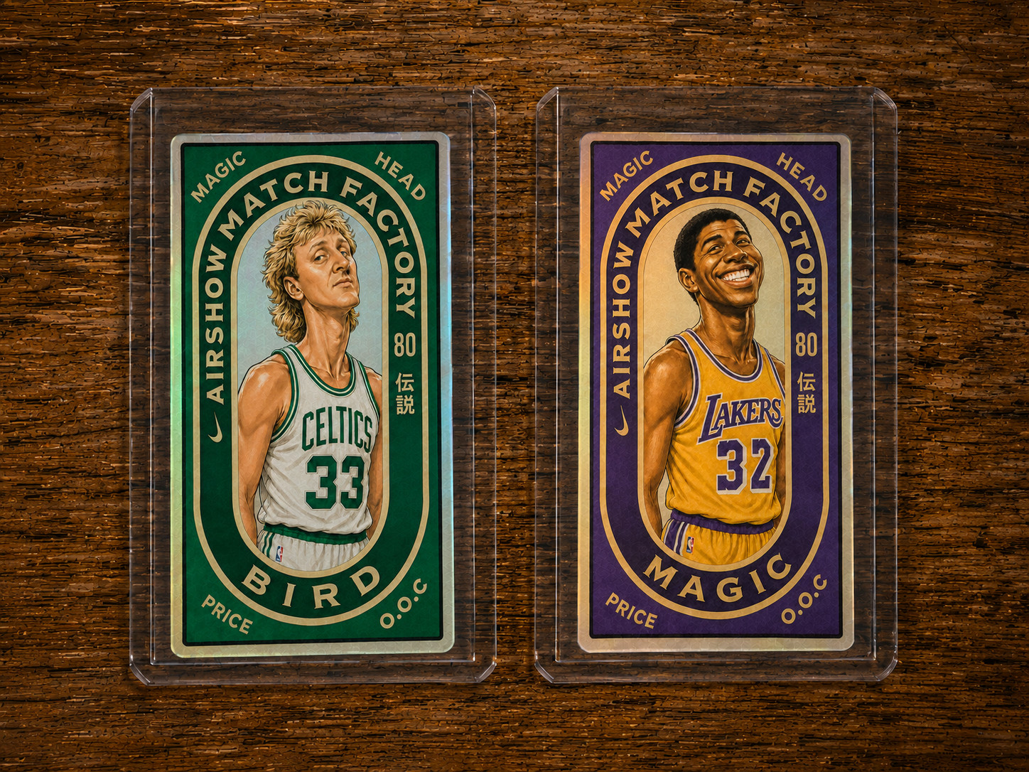 Magic Head LARRY BIRD MAGIC JOHNSON Gold Airshow RC Matchbox Tobacco ROOKIE LOT