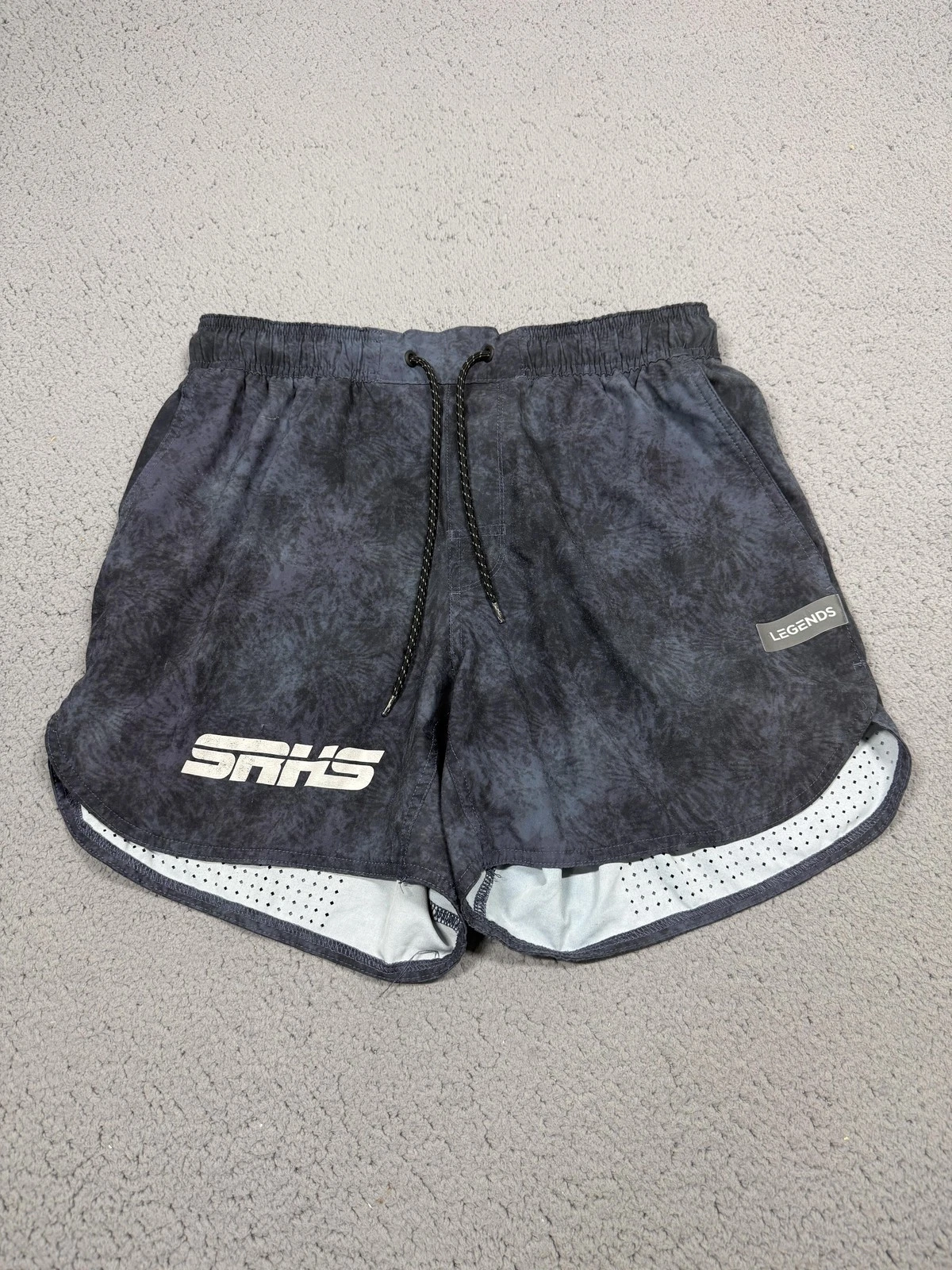 Legends Shorts Mens Small Gray Running 5 Inseam Athletic Zip Pocket Reflective