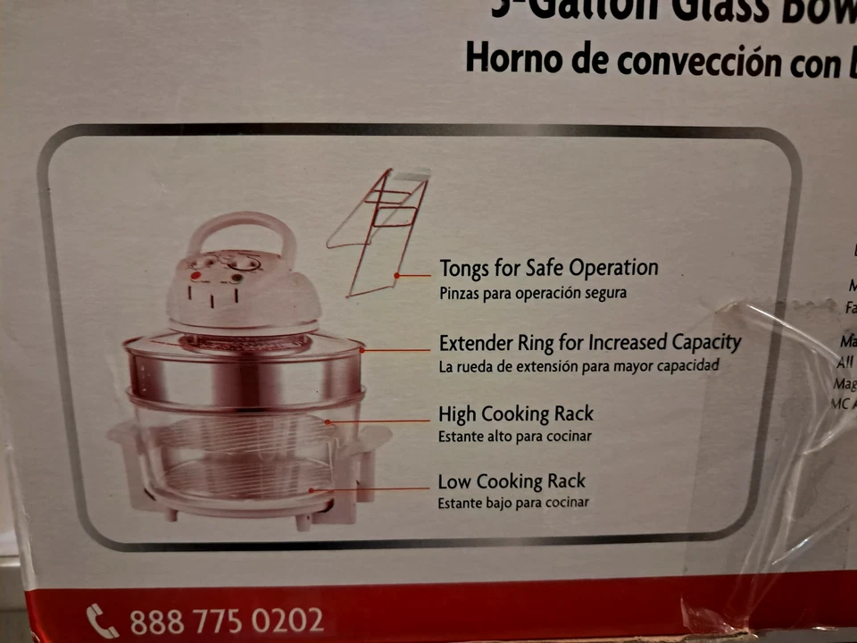 Magic Chef 3 Gallon EWGC12W3 1300 Watt Glass Bowl Convection Oven NEW OPEN BOX - Image 3 of 4