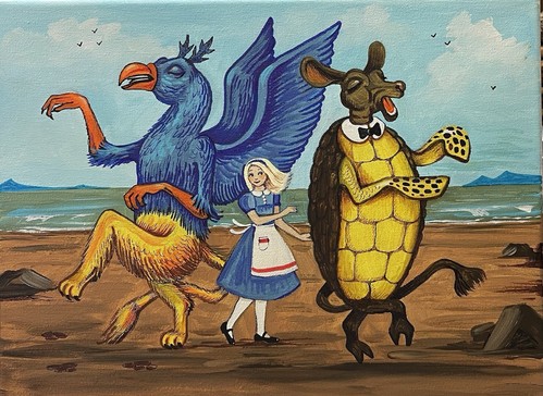 ACEO RYTA Alice im Wunderland Kunstdruck Gemälde Schildkrötenlied Greif Strand ❤️ - Bild 1 von 1