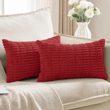 2 PCS Throw Pillow Covers, Corduroy Striped Decorative Pillows Cover for Farm...