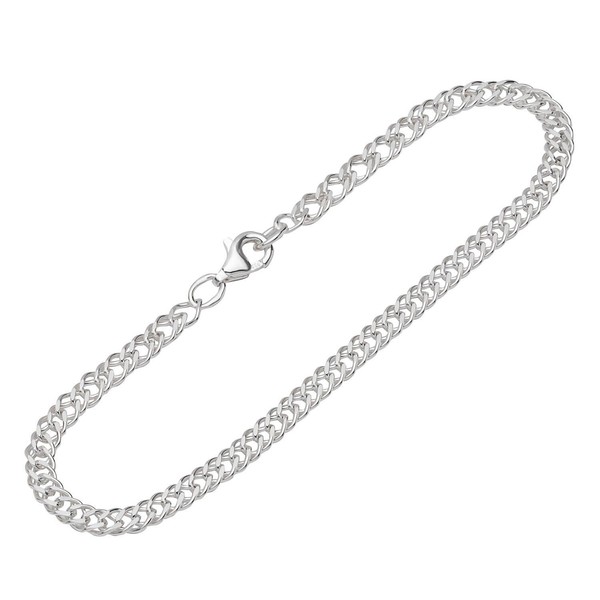 Armband 925 Sterling Silber 19Cm Doppel Panzerkette Weit Damen Anker Armkette-image