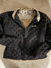 Equine Couture Quilted Equestrian Natasha Jacket Black Zip Ladies Size XS