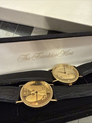 2 The Franklin Mint 1 1988 Sterling Silver Dial 1986 Eagle Watches