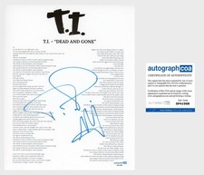 T.I. SIGNED TIP HARRIS RAPPER DEAD AND GONE LYRIC SHEET - ACOA COA