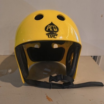 Vintage Pro-tec Skateboard Skate BMX Full Cut Yellow Helmet Made in USA Size XL