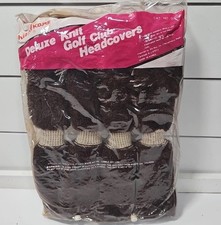 Pom Pom Golf Club Head Covers Knit Socks BROWN /WHITE New Vintage NOS High Skore