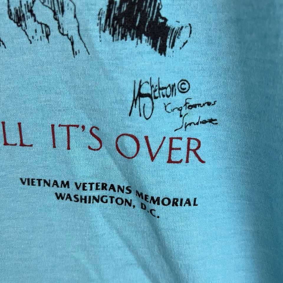 VTG 80s MIA VIETNAM VETERAN MEMORIAL AINT OVER TIL ITS OVER WASHINGTON T-Shirt M - Image 3 of 4