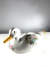 Vintage 1980s Floral Ceramic Mallard Duck Beautiful