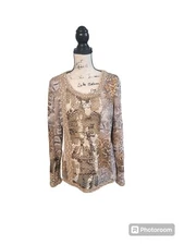 Alberto Makali Designer Snake Leopard Print Womens Luxury Top Size Large