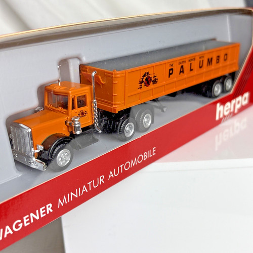 Herpa escala HO #850001 naranja Peterbuilt con remolque de volteo Palumbo nuevo en paquete | Zustand: New