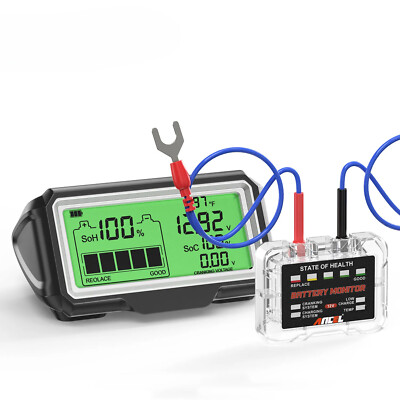 Car Battery Capacity Tester Monitor Display Waterproof Battery Health Analyzer