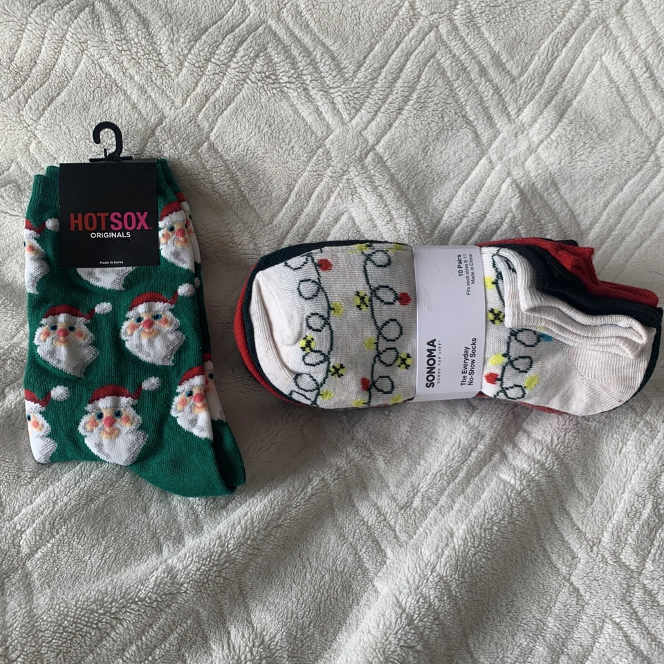 Sonoma Women’s 10 Pairs Christmas No-Show Socks Size 9-11 + 1 Pr Hot sox NWT - Image 2 of 4