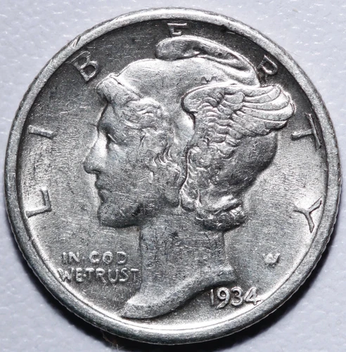 1934-P MERCURY DIME - AU UNC- With A TOUCH OF CARTWHEELING MINT LUSTER!