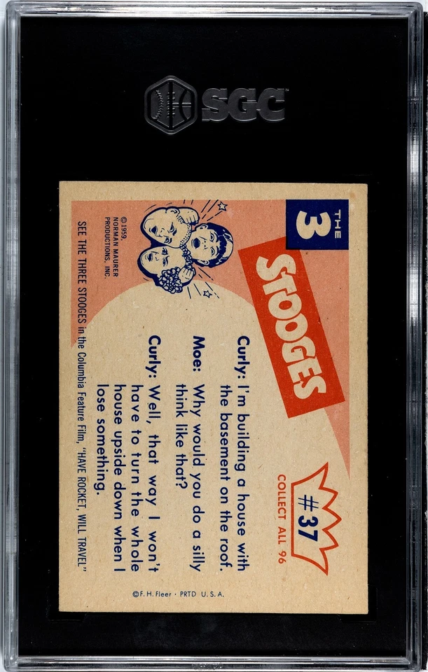 1959 Fleer The 3 Three Stooges #37 I Told You to Turn Off the Fan! SGC 6 - Image 2 of 4