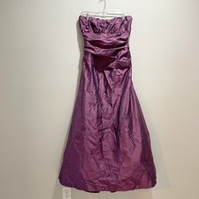 JENNY YOO Women’s Purple Strapless Silk Shantug Maxi Dress Petticoat Size 10