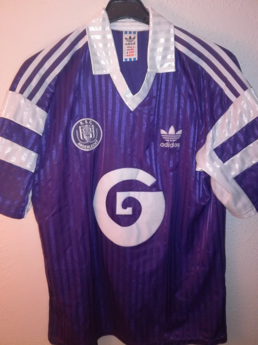 【レア】RSCアンデルレヒト 90s ユニフォーム ゲームシャツ　M ベルギー ☆90s☆adidas☆RSC ANDERLECHT☆ユニフォーム☆ゲームシャツ V118