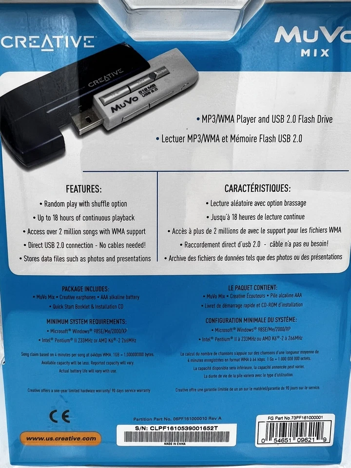 Creative Muvo Mix 256 MB MP3 / WMA Player USB 2.0 Blue New Factory ￼Sealed - Image 4 of 4