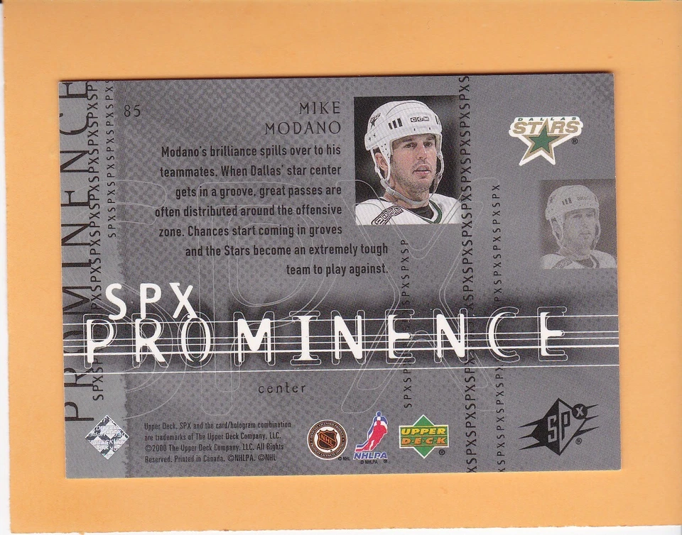 MIKE MODANO 2000-01 SPX PROMINENCE #85 DALLAS STARS NM-MT  A1 - Image 2 of 2