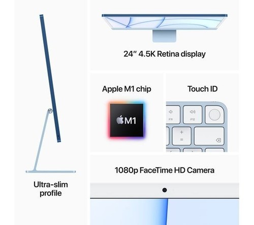 Apple iMac 24" 4.5k Retina M1│8GB 512GB SSD│8 Core CPU/GPU│New Sealed│UK BLUE🖥️ - 第 6/8 張圖片
