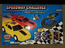 Vintage Artin Speedway Challenge Battery Operated Slot Car Race Set Original Box