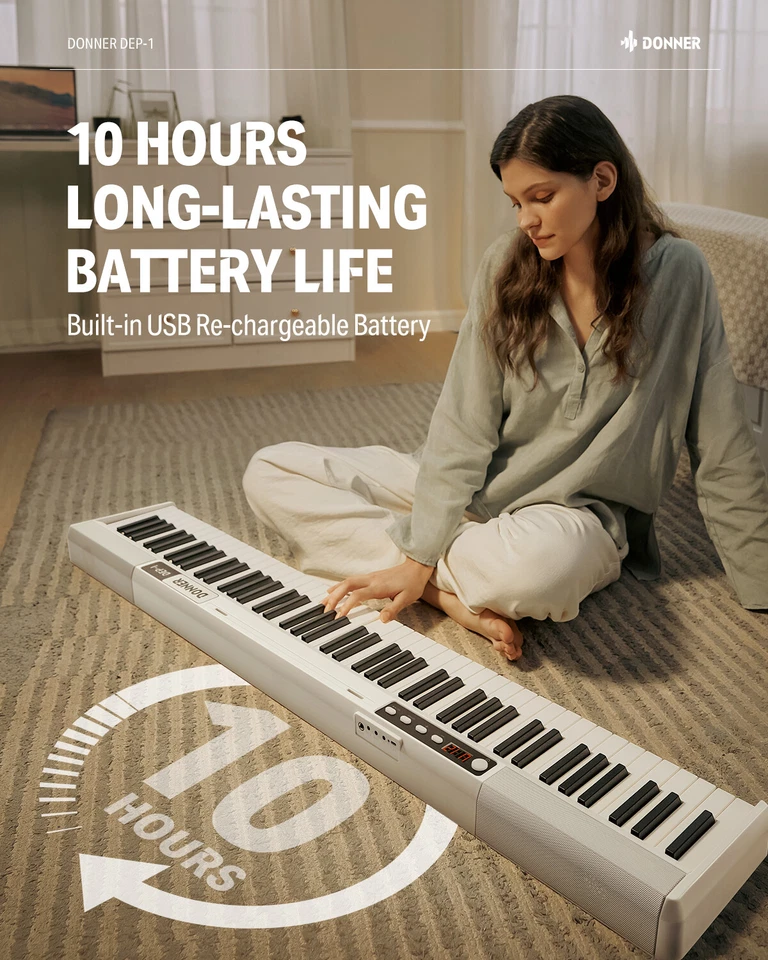 Donner DEP-1 Digitalpiano 88 Tasten Klavier mit Ständer Pedal 128 Tone E-Piano - Bild 3 von 4