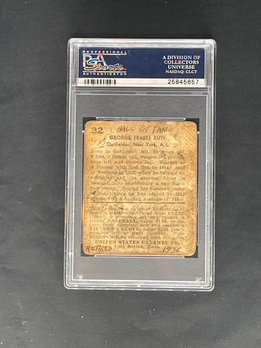 1932 Babe Ruth U.S Caramel SIGNED PSA Auto 9 ONLY ONE KNOWN