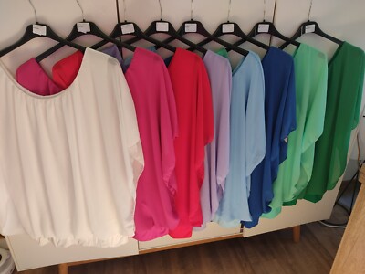MADE IN ITALY  Blusenshirt m. Bündchen Flatterbluse Ballonbluse 46 48 50 52 NEU