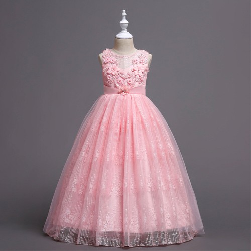 Elegant Flower Girls Wedding Bridesmaid Prom Gown Kids Princess Party Maxi Dress - Picture 29 of 133