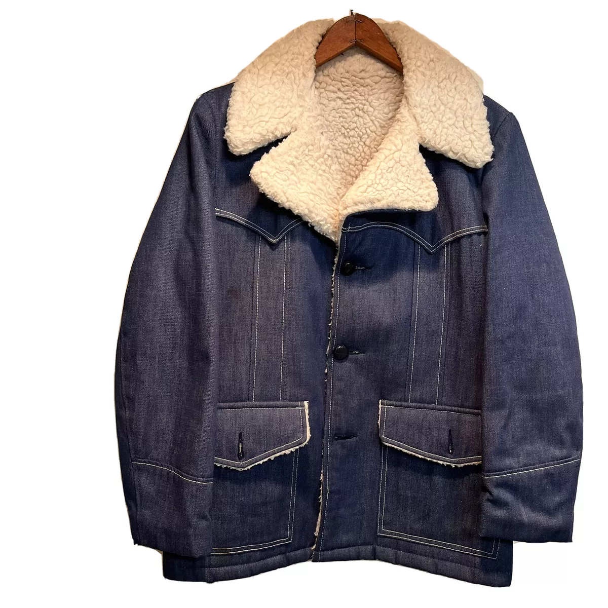 Tecovas | Men's Shearling Denim Trucker Jacket | Blue L