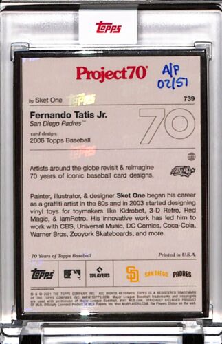 2021 TOPPS PROJECT 70 #739 FERNANDO TATIS JR BY SKET ONE AP SILVER FRAME 02/51 - Picture 2 of 2