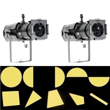 BECEN 2pcs 200W LED Leko Ellipsoidal Light 3200k/19° Edison LED RDM Church Light