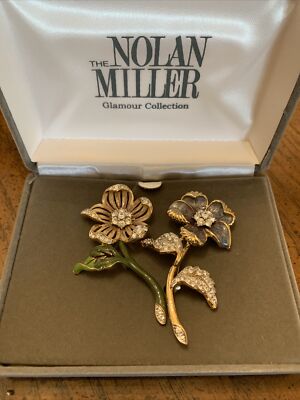 Nolan Miller Country Garden Flower Pin Set. Signed, COA, lifetime warranty card 