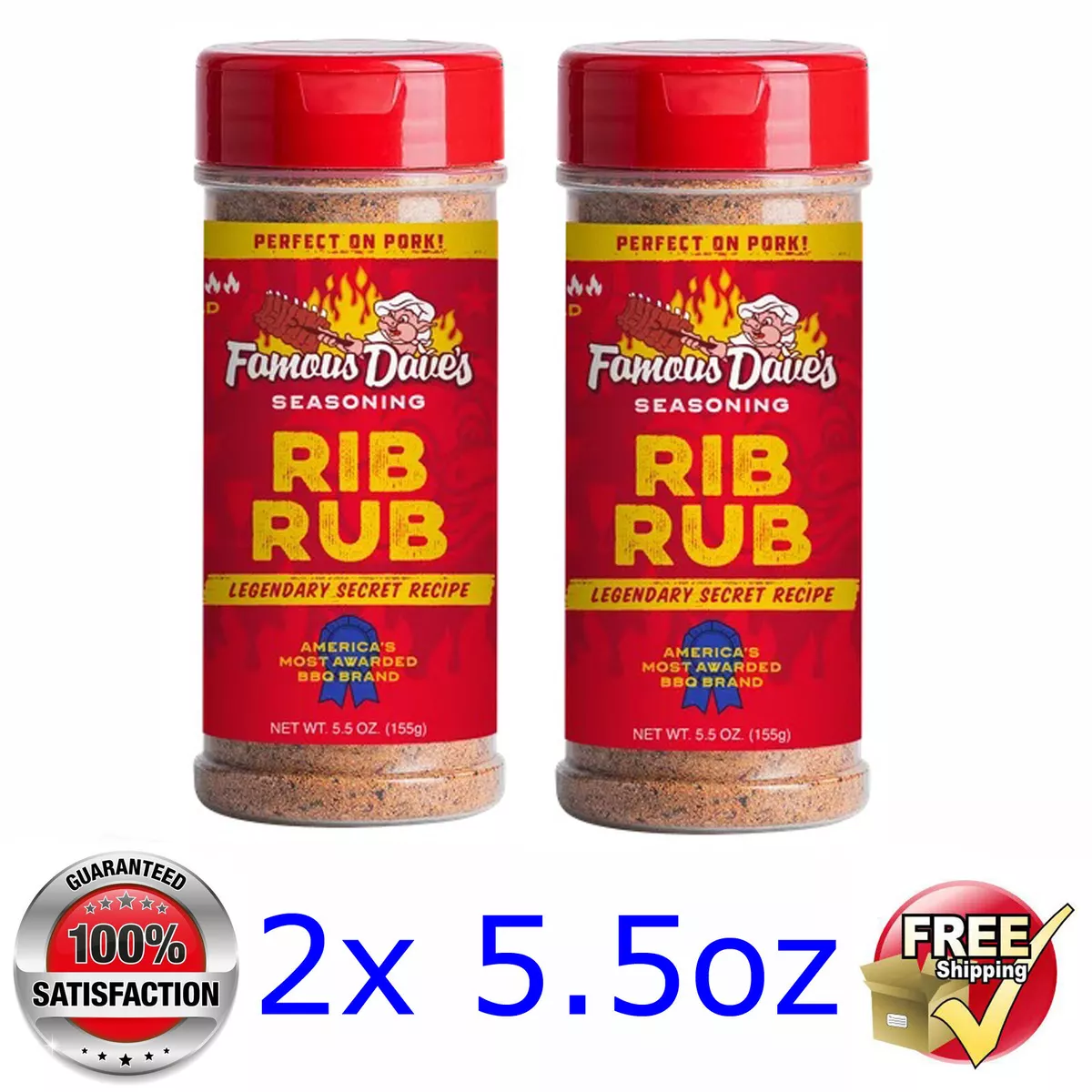2x Famous Dave s RIB RUB Seasoning Legendary Secret Recipe 2x