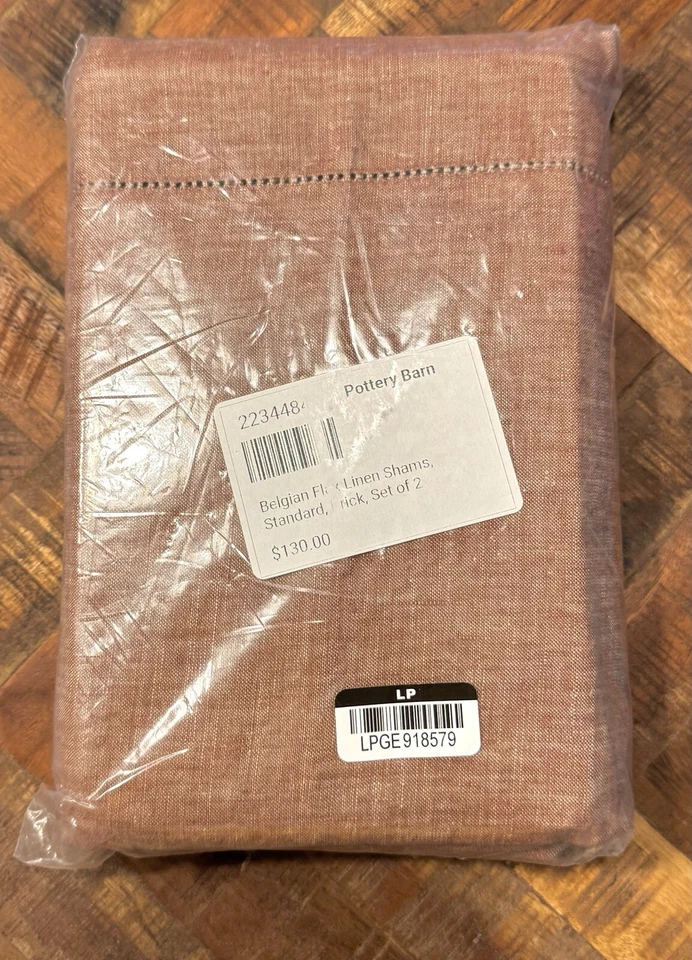 Conjunto de fronhas de linho belga Pottery Barn novo com etiquetas/2 tijolos padrão rosa OEKO US$ 130 - Imagem 2 de 4