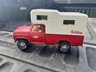 Vintage 1974 Tonka Dodge Pick Up Truck Camper, Pressed Steel Toy Vehicle, Red -B