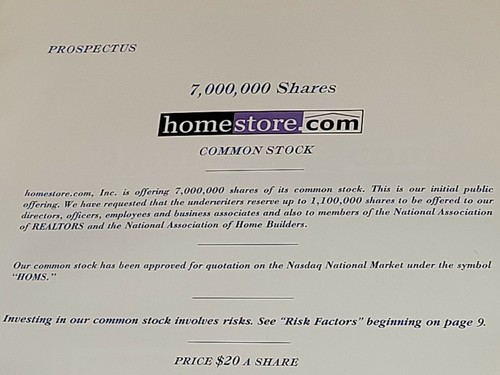 Homestore.com IPO prospectus. 1999. Rare doc from Wall Street's dot-com mania. - Picture 3 of 7