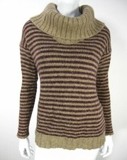 Banana Republic Heritage Roll Neck Sweater M Medium Camel Brown Striped