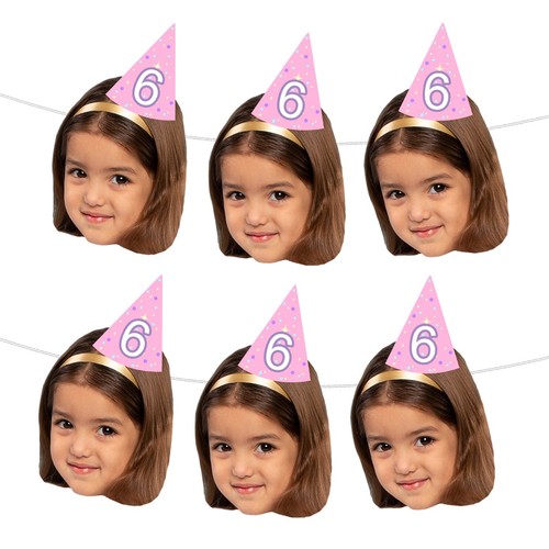 Custom Face Bunting with Party Hat & Age | Funny Personalised Birthday Banner - Picture 253 of 282
