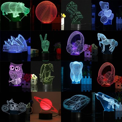 3D LED Night Light TootShape Music Car Giraffe Touch Table Desk Lamp Gift 7color