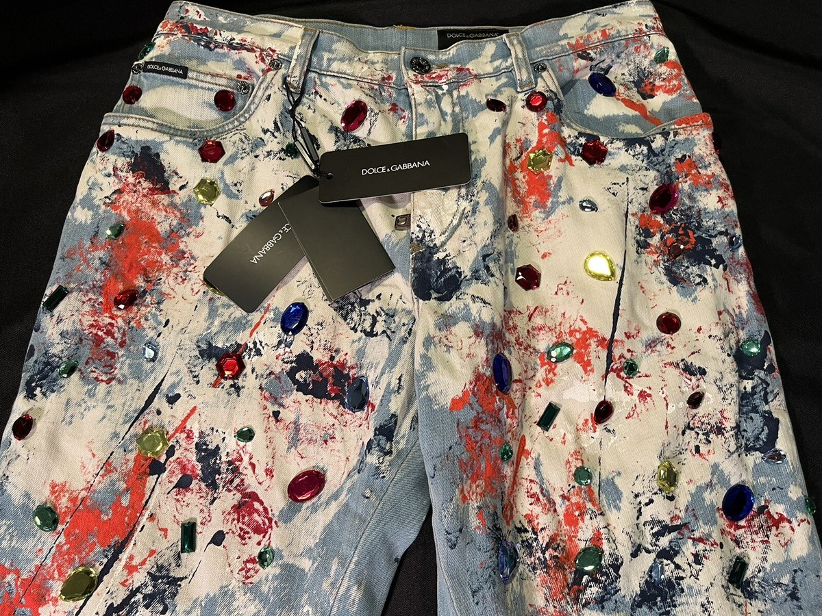 パンツ Dolce&Gabbana paint denim pants Dolce & Gabbana Paint-Splatter Detail Skinny Jeans
