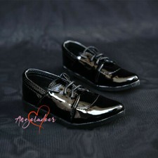 1/4 1/3 BJD Classical Pointed-toe Leather Shoes Doll Suit Shoes Bright Black Boy